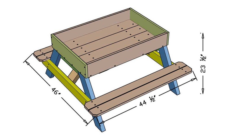 DIY Sandbox Table for Kids Plans Sandbox with Lid Plans, Kids Picnic Table Plans, Sandbox with Cover, Sansory Table Plans, Toddler Sandbox image 3