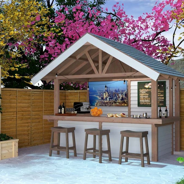 DIY Outdoor Bar Plans [Backyard, Outdoor bar stool, Backyard Ideas, patio furniture, coffee bar]