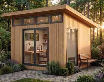 10x12 Modern Shed Plans (PDF File Download Only) | DIY Backyard Office Shed Building Plans | Storage Shed Woodworking Plans