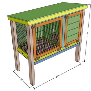 Conejera de bricolaje para planos de interior y exterior solo archivo PDF Casa para conejos, casa para conejos, jaula para conejos, conejera para interiores, exteriores imagen 3