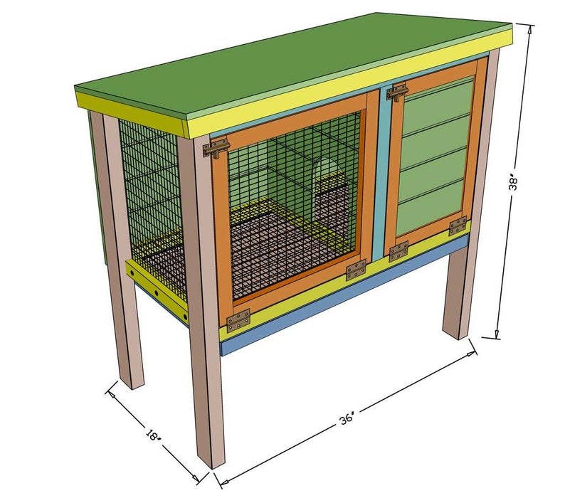 Conejera de bricolaje para planos de interior y exterior solo archivo PDF Casa para conejos, casa para conejos, jaula para conejos, conejera para interiores, exteriores imagen 3