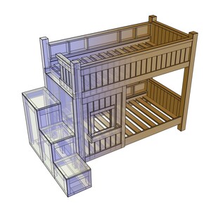 DIY Bunk Bed Plans (PDF File Download Only) | DIY Twin Bunk Bed with Stairs | Kids Bed Plans | Woodworking Plans image 4