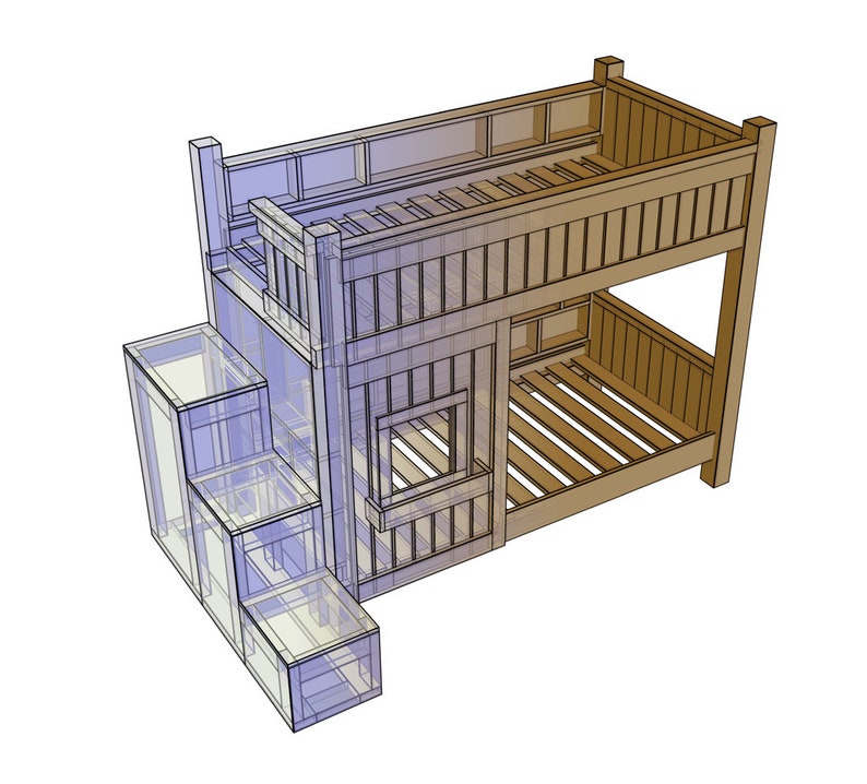 DIY Bunk Bed Plans (PDF File Download Only) | DIY Twin Bunk Bed with Stairs | Kids Bed Plans | Woodworking Plans image 4