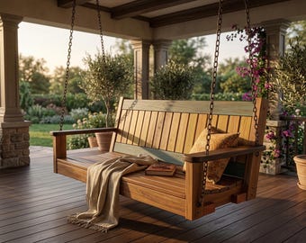 Gör-det-själv-ritningar för utomhusgunga (endast nedladdning av PDF-fil) | Träbearbetningsplaner för verandagunga | Steg-för-steg-guide | Gör-det-själv-gunga för uteplats