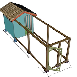 DIY Chicken Coop with an Outdoor Run Plans [Chicken Coop Framing, Chicken House, Chicken Run, Chicken Outhouse, Chicken Cage]