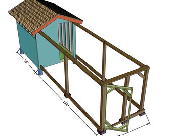 DIY Chicken Coop with an Outdoor Run Plans [Chicken Coop Framing, Chicken House, Chicken Run, Chicken Outhouse, Chicken Cage]