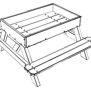 DIY Sandbox Table for Kids Plans Sandbox with Lid Plans, Kids Picnic Table Plans, Sandbox with Cover, Sansory Table Plans, Toddler Sandbox image 2