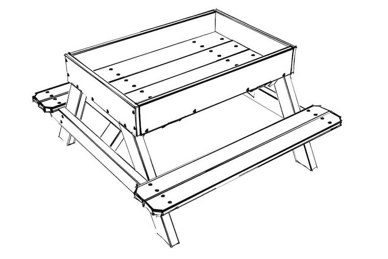 DIY Sandbox Table for Kids Plans Sandbox with Lid Plans, Kids Picnic Table Plans, Sandbox with Cover, Sansory Table Plans, Toddler Sandbox image 2