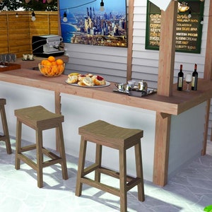 DIY Outdoor Bar Plans Backyard, Outdoor bar stool, Backyard Ideas, patio furniture, coffee bar image 3