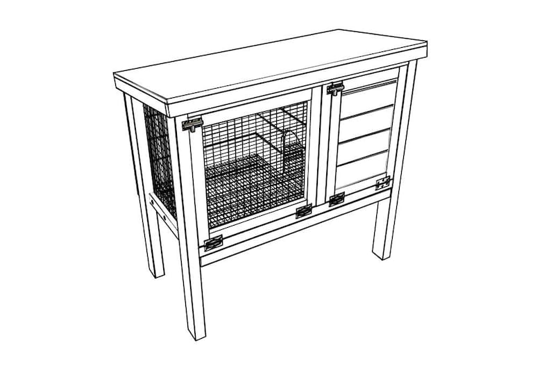 Conejera de bricolaje para planos de interior y exterior solo archivo PDF Casa para conejos, casa para conejos, jaula para conejos, conejera para interiores, exteriores imagen 2