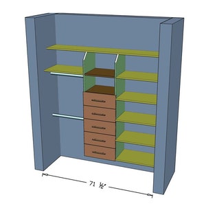 DIY Closet Organizer with Drawers Plans [Closet System, Closet Shelves, Closet Cabinet, Plywood Closet Tower, Inside Closet Kit, Wardrobe]