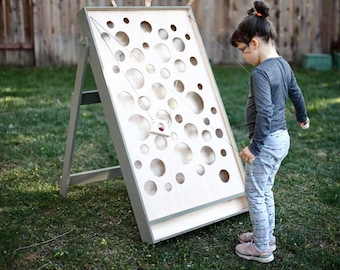 DIY Wall Ball Maze Game Plans [Vertical Ball Maze, String Game, Wooden Labyrinth, Ball on String, Big Maze, Picnic, Old Fashioned Ball Game]