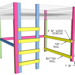 DIY Queen Loft Bed with Desk Plans (PDF File Download Only) | Modern Space Saving Bed Frame | Woodworking Plans | Loft Bed with Desk image 6