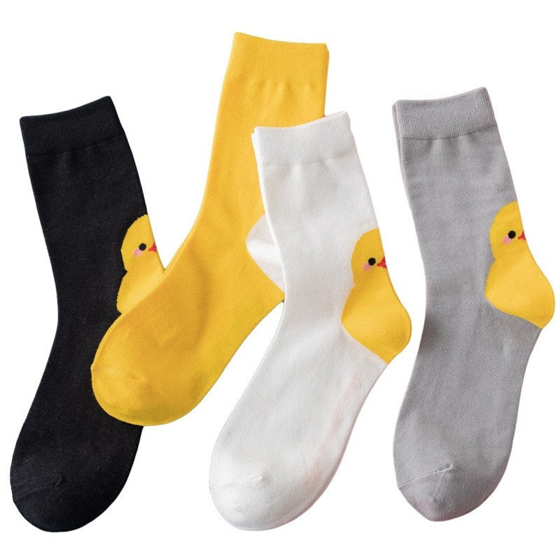 Yellow Duck Socks Animal Women Crew Socks Cartoon Cute | Etsy
