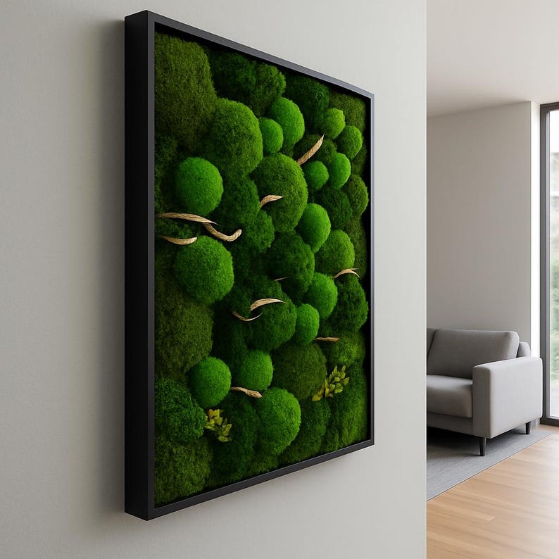 Preserved Moss Wall Art: Large Eco-Friendly Fern & Flower Statement Art image 9
