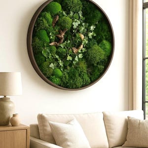 Round Moss Wall Art, Preserved Round Moss, Nature-Inspired Decor, Botanical Accent, Eco-Friendly Frame, Handmade Moss Art,Organic Wall Decor