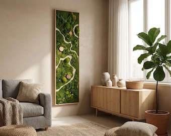 Preserved Moss Wall Art, Large Vertical Biophilic Panel, Handmade Statement Decor, Luxury Living Room Nature Art, Modern Housewarming Gift