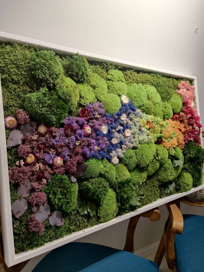 Floral Moss Wall Artlovely Moss Decor Vertical Moss Wall Etsy UK