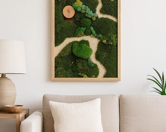 Handmade Preserved Moss Wall Art Panel: Biophilic Home Decor
