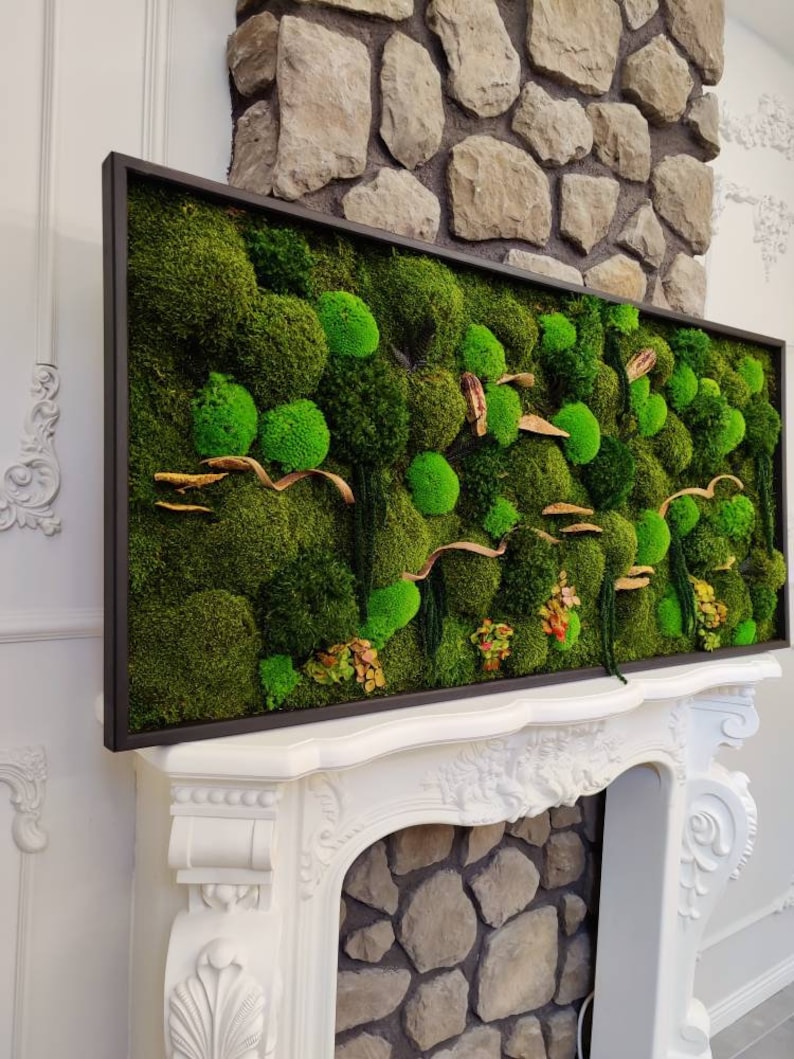 Vertically Green Wallmoss Wall Art Preserved Flowers Moss Etsy