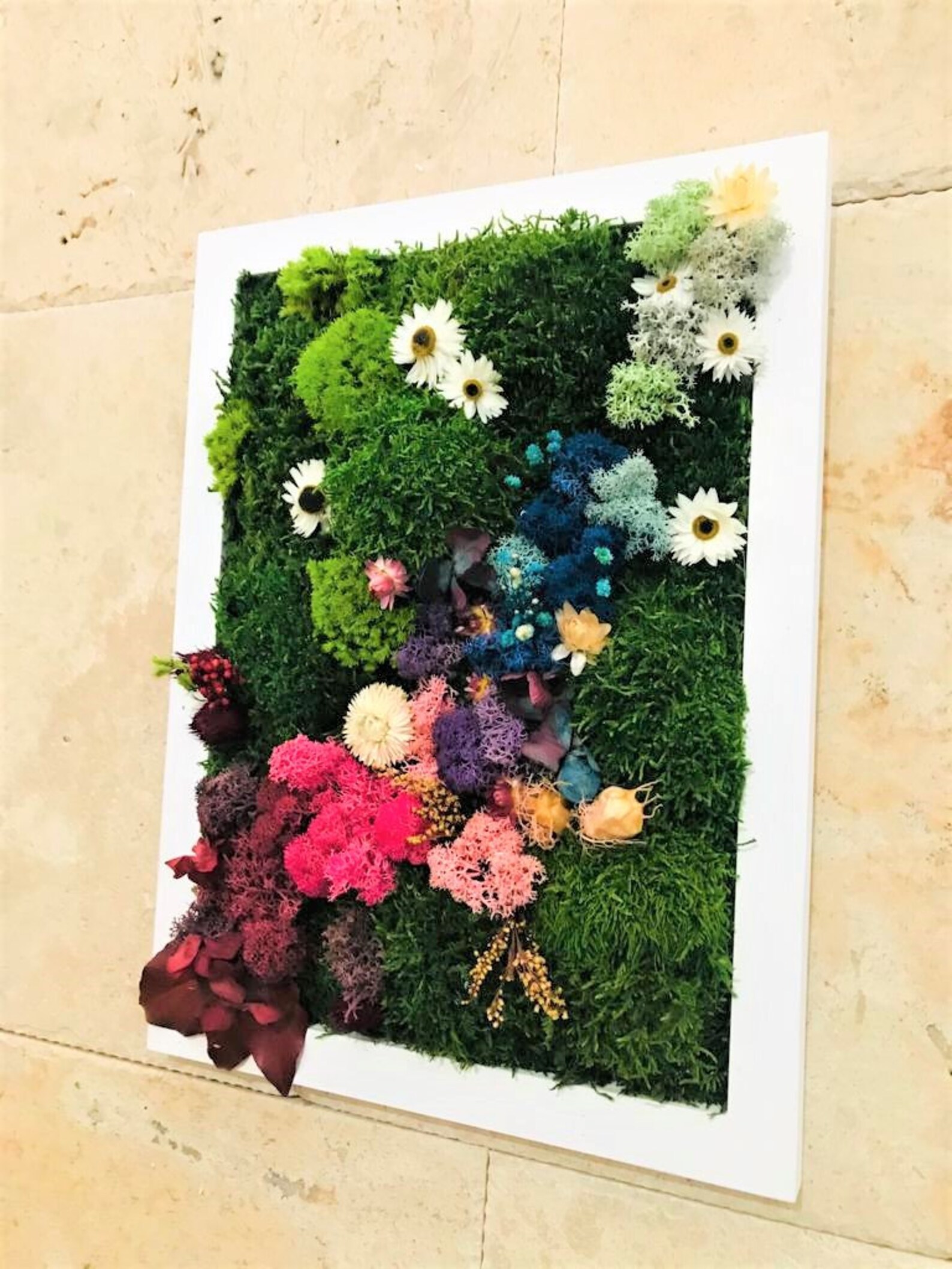 Flower World Moss Art Wall Garden Moss Real Moss Decor Etsy