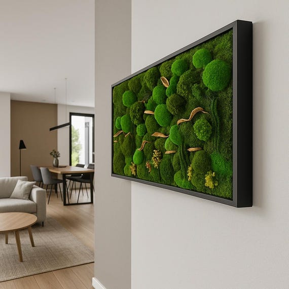 Preserved Moss Wall Art: Large Eco-Friendly Fern & Flower Statement Art