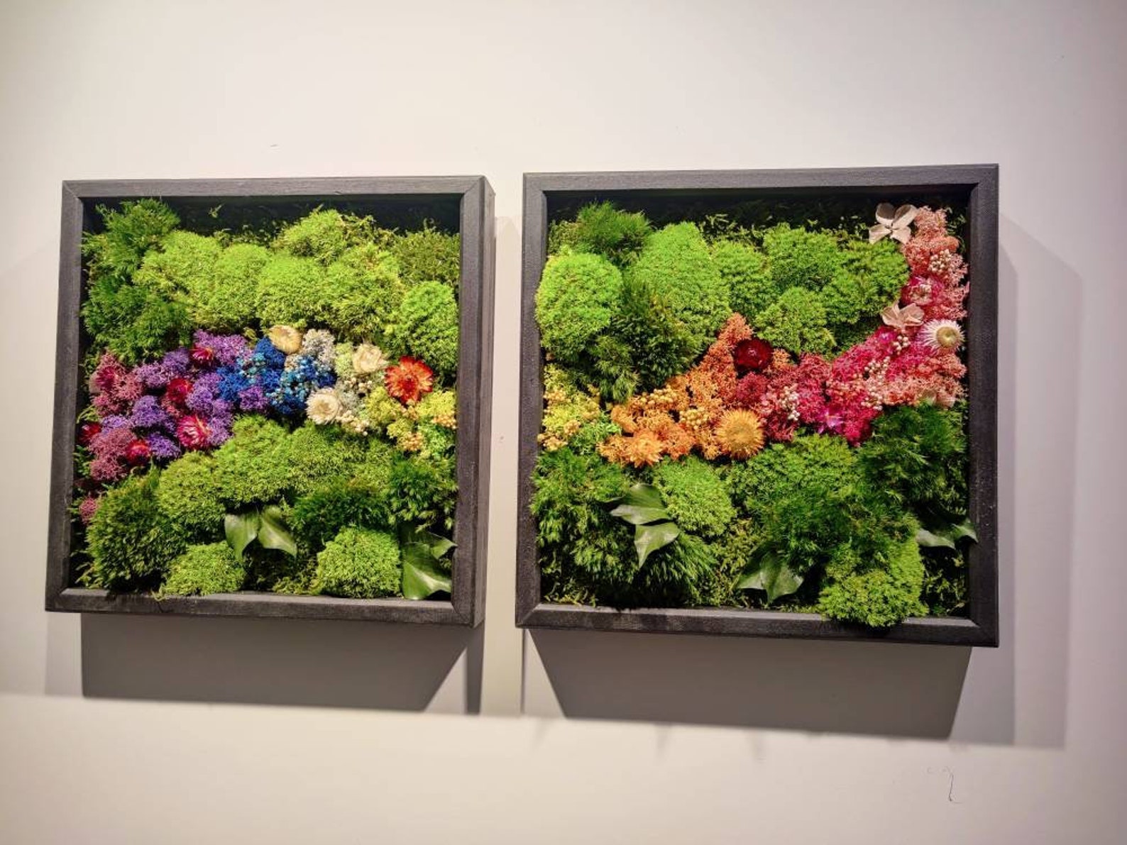 Floral Moss Wall Artlovely Moss Decor Vertical Moss Wall Etsy UK