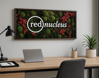 Custom Preserved Moss Logo Sing for Office, groen bedrijfsdecor, moderne kantoorbranding,