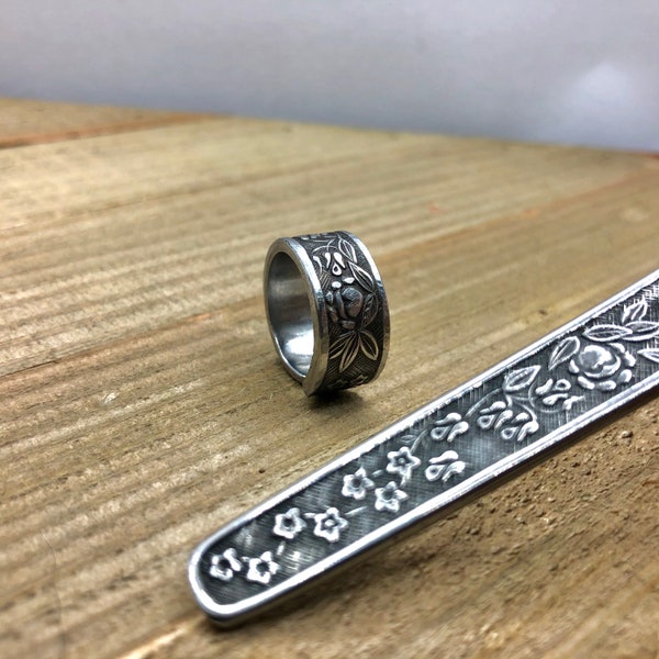 Stainless steel flower spoon ring, flower spoon ring, stainless steel ring, spoon ring, upcycled jewelry, spoonflower  eco-friendly jewelry