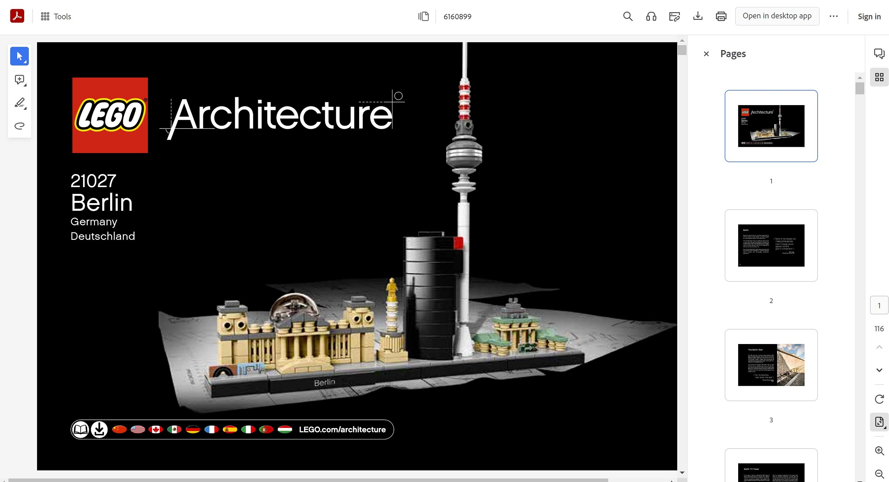 LEGO Architecture Berlin 21027 100 Brand New Parts Retired Very