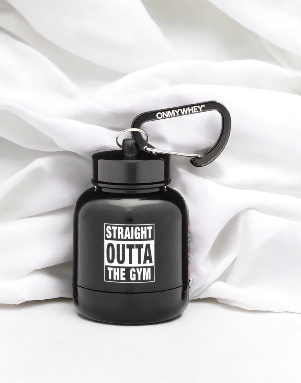 Protein Powder Container Pill Organizer Protein Keychain Sports Nutrition  Water Bottle Sports Whey Protein Keychain Supplement, Black