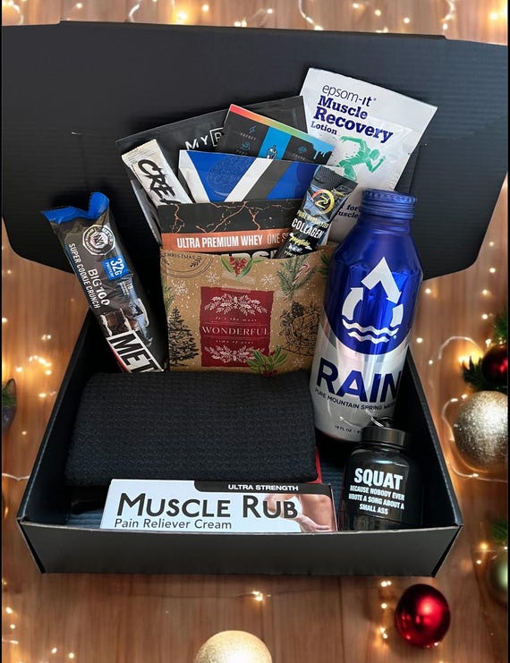 Fitness Men Gift Box Fitness Hamper Sport Jump Fitness Gift Package Boyfriend Weightlifting Food Box Woman Supplements for Bodybuilding Etsy UK
