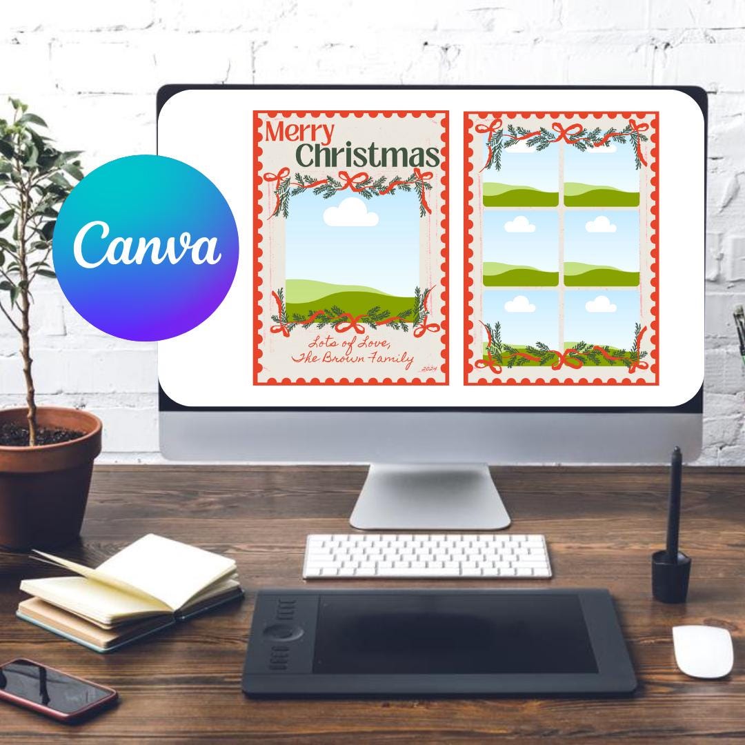 Photo Christmas Card Template | Editable Canva Template | Merry ...