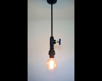 Hanging ceiling lamp loft made of plumbing pipes