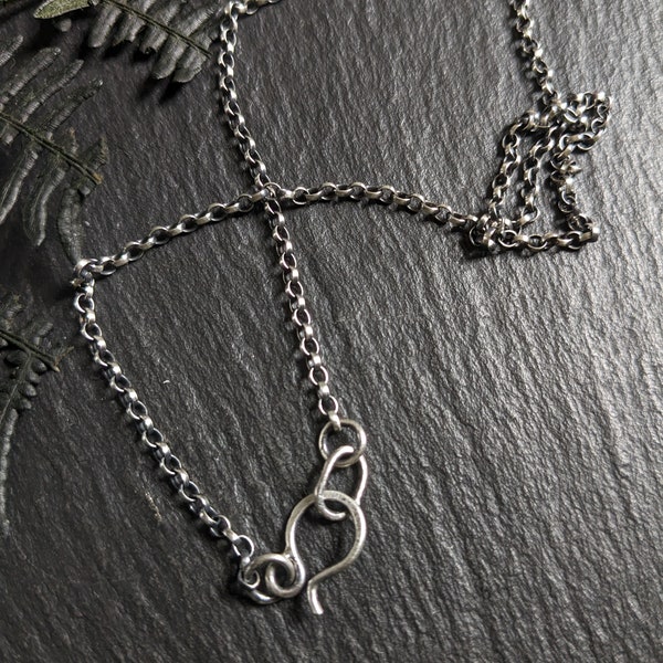 Silver chain, antique chain, 925 chain, handcrafted clasp chain, oxidised chain, 18-36 chain, rolo chain, sterling silver chain,