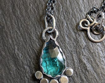Bi colour kyanite sterling silver necklace