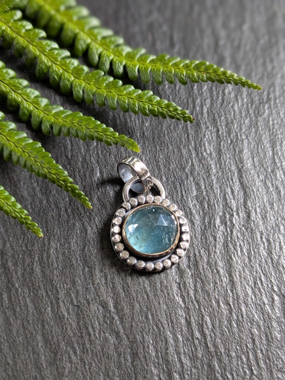 Paraiba Kyanite Pendant: Rose Cut, Gold Filled & Sterling Silver