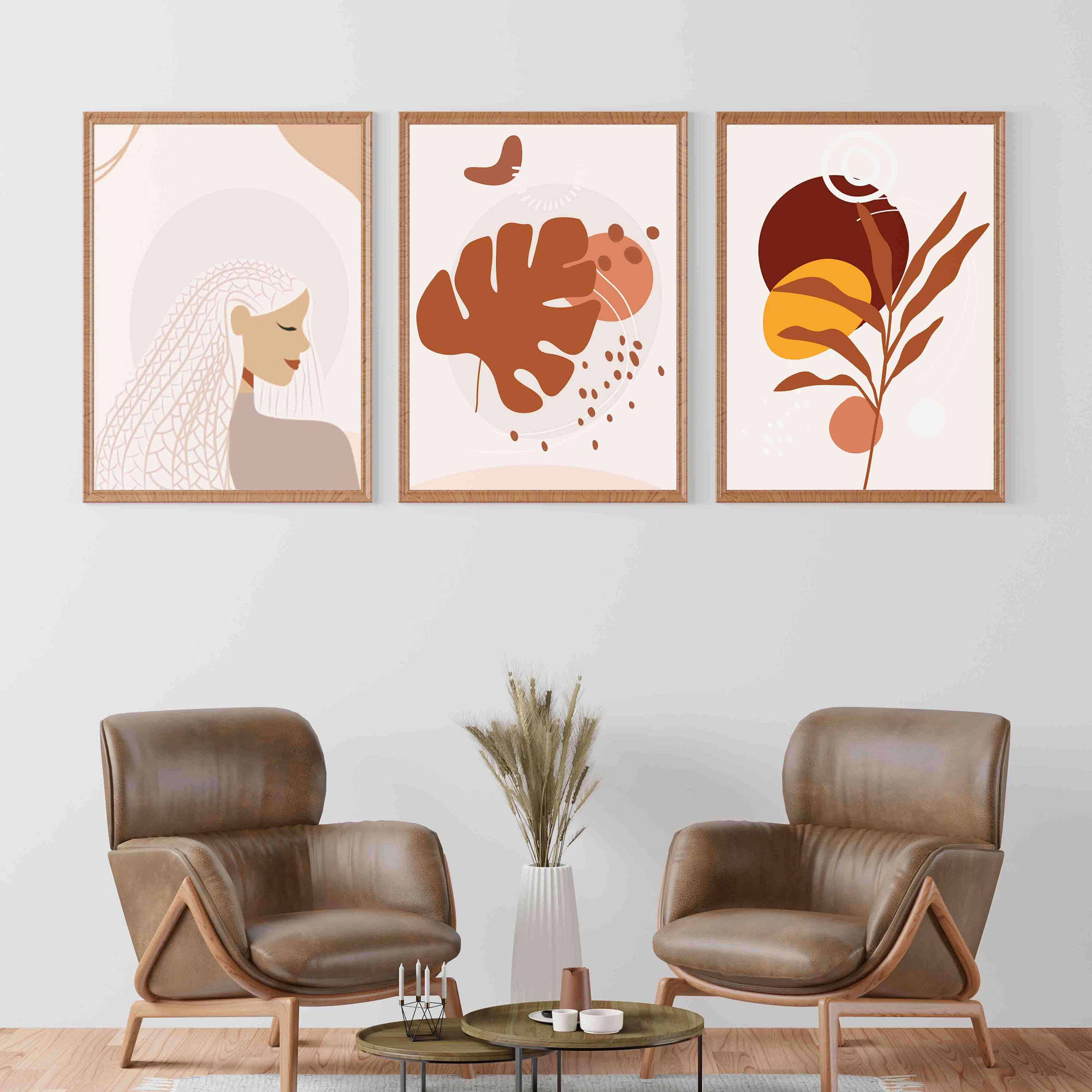 PRINTABLE Boho Abstract Woman Wall Art Print | Clara Portrait 3 Sets - Etsy