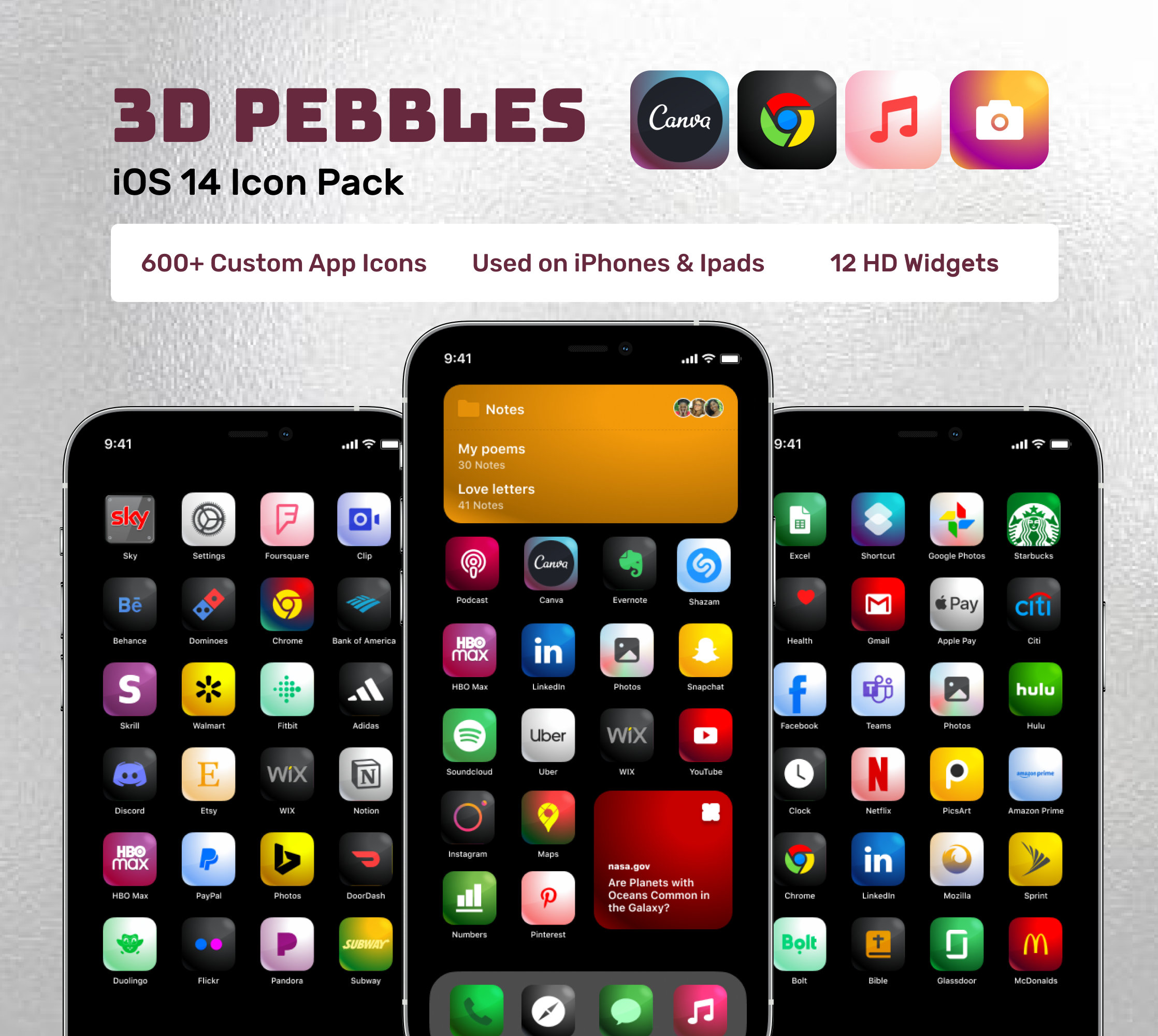 600 3D Pebble Ios 16 App Icons 3D App Icons Ios 16 App Icons Ios