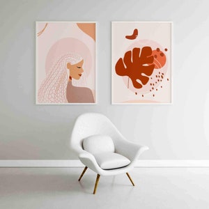 PRINTABLE Boho Abstract Woman Wall Art Print | Clara Portrait 3 Sets - Etsy