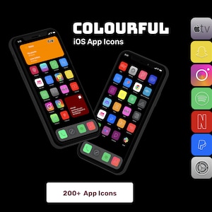 Colorful Retro App Icons for iOS 16, iOS 16 App Icons, Stylish iPhone Icons