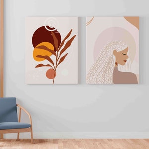 PRINTABLE Boho Abstract Woman Wall Art Print | Clara Portrait 3 Sets - Etsy