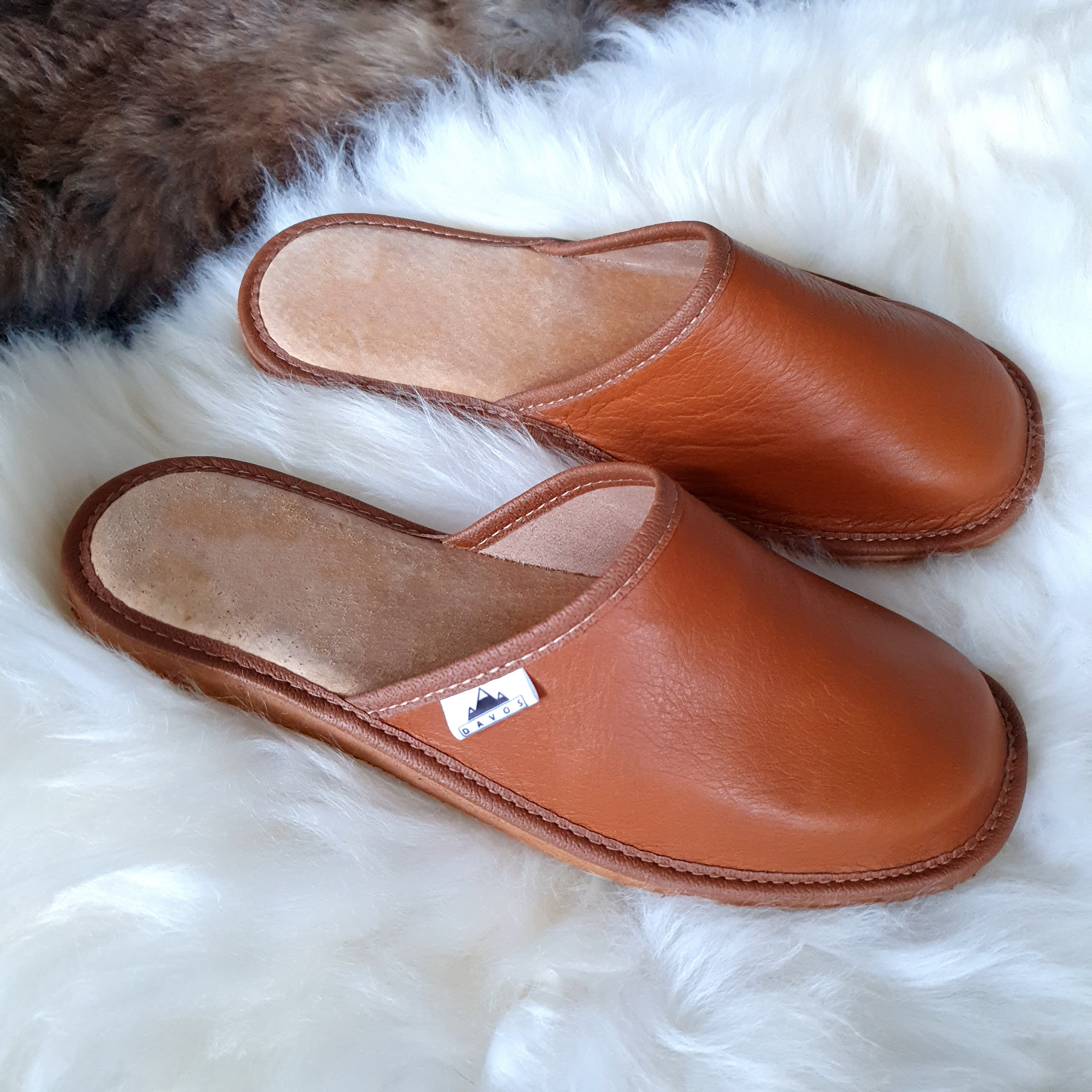 leather mule slippers for men