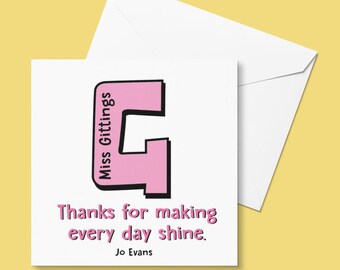 Leraar Bedankkaart, Gepersonaliseerde Leraar Bedankkaart, Lockdown Lerarencadeau, Einde termijn, Elke dag Shine Card maken