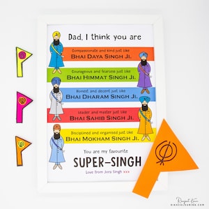 Dad’s Birthday Personalised Frame | Sikh Art | Sikh Home Decor | Sikh Gifts | Punjabi Painting