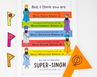 Papa's verjaardag gepersonaliseerd frame | Sikh Art | Sikh Home Decor | Sikh Giften | Punjabi Schilderij