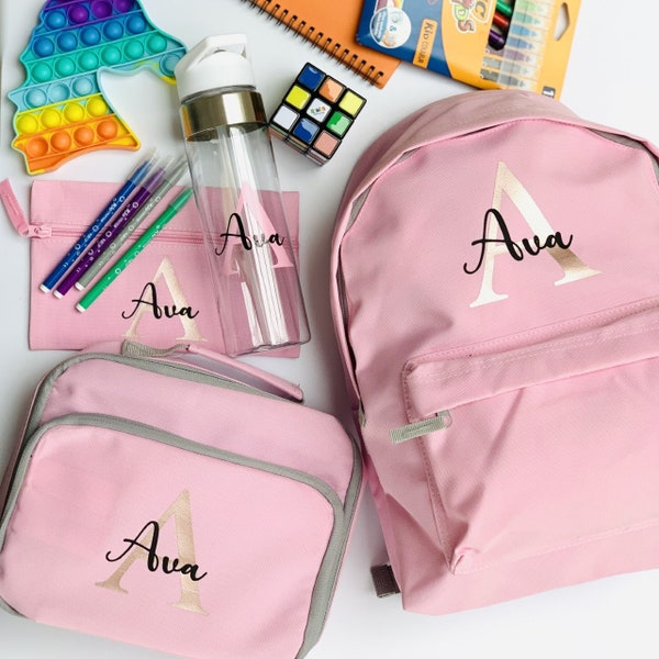 Personalised Back to School Sets I Back to School Essential Backpack, Lunch bag, Pencil case and Water Bottle