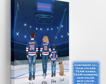 Hockey Blue and Red Personalized Selfie Frame Poster