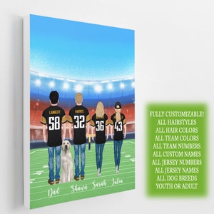 Football Family Portrait, 12x18 Canvas Football Gift,Football Poster, Football Lover Gift,Football, Football Gifts,Football Gift,Football,