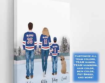 Custom Hockey Family Portrait, Hockey Gift, Hockey, Hockey Poster, Hockey Lover Gift, Ice Hockey, Hockey Gifts,Hockey Mom,Hockey Coach Gift,